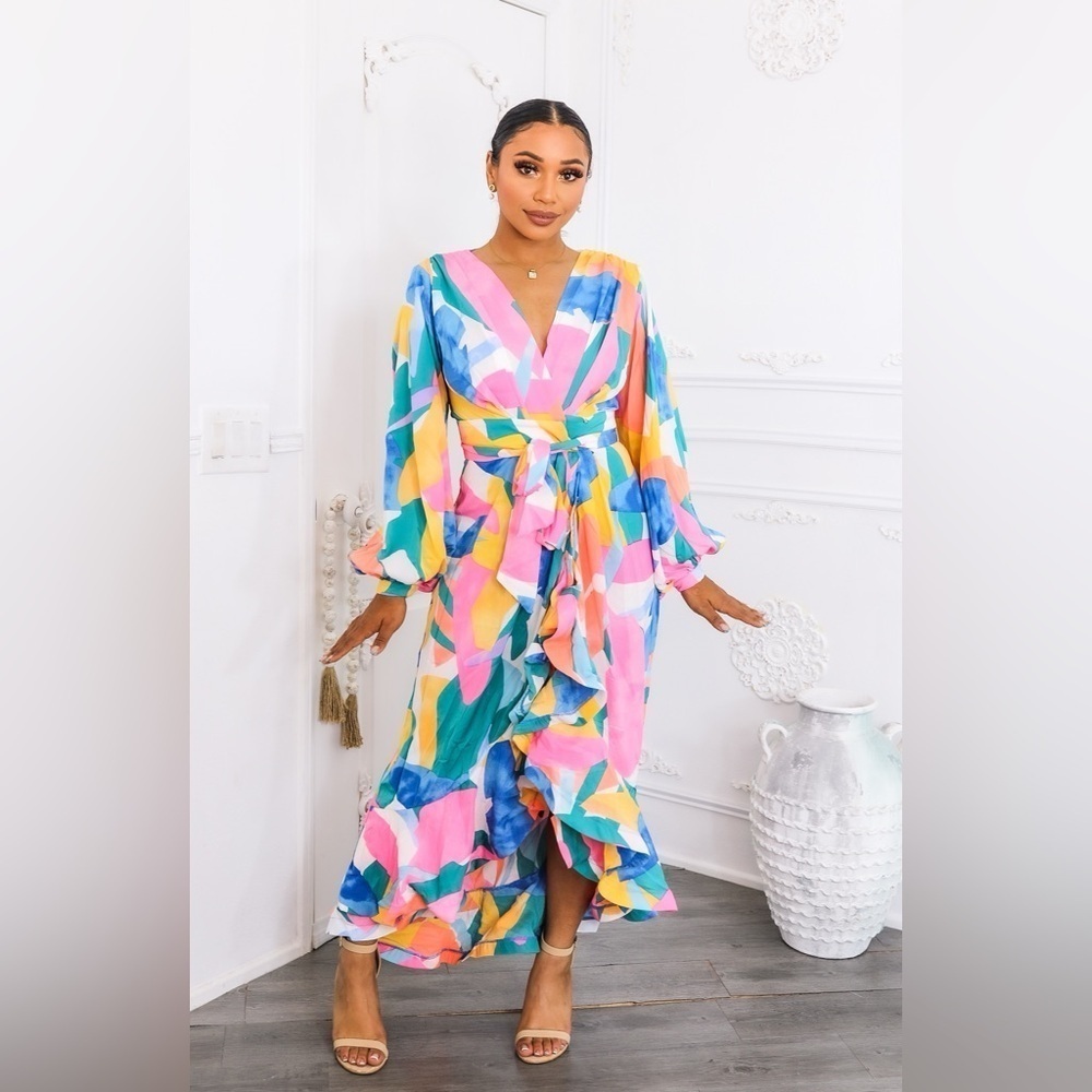 Colorful Abstract Maxi Dress - Picture 4 of 6